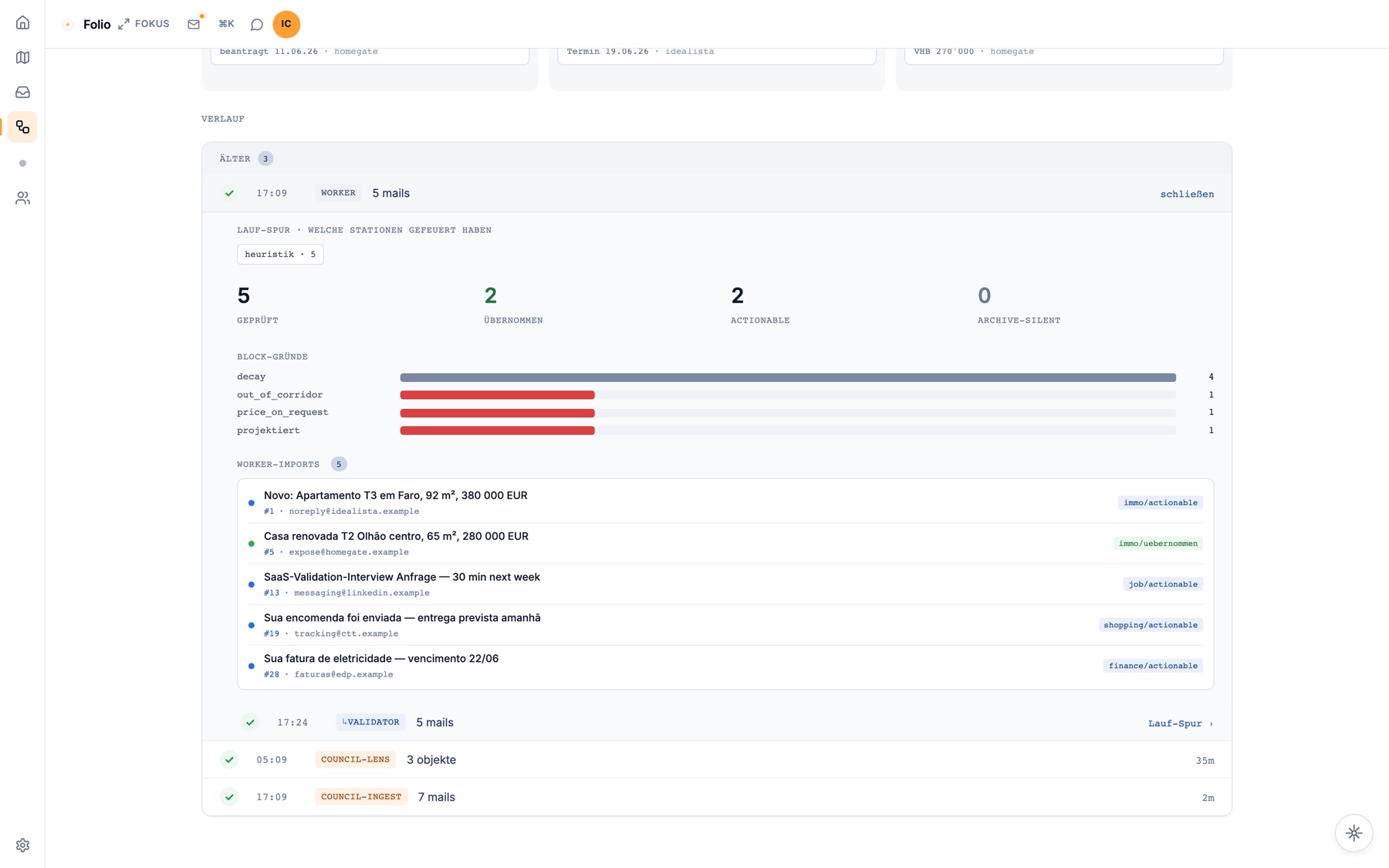 Run detail with block reasons
