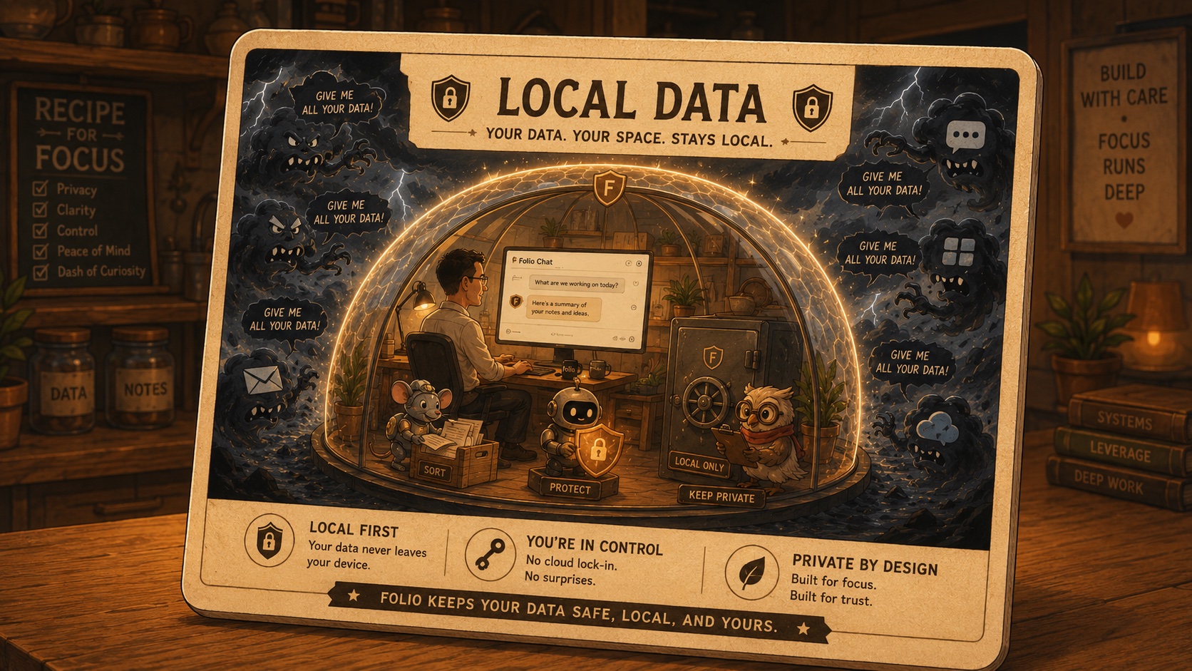 Data stays on the machine — Lokale Daten